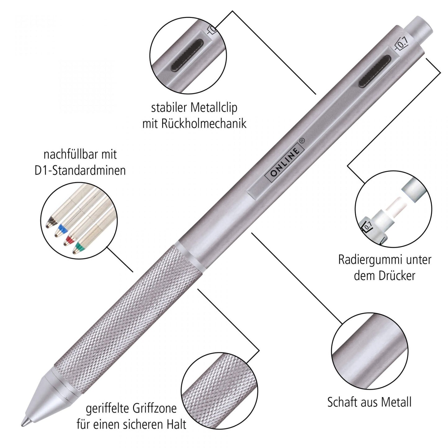 4 in 1: Der Stift für alle Fälle im Jura Studium - Made in Germany seit 30 Jahren